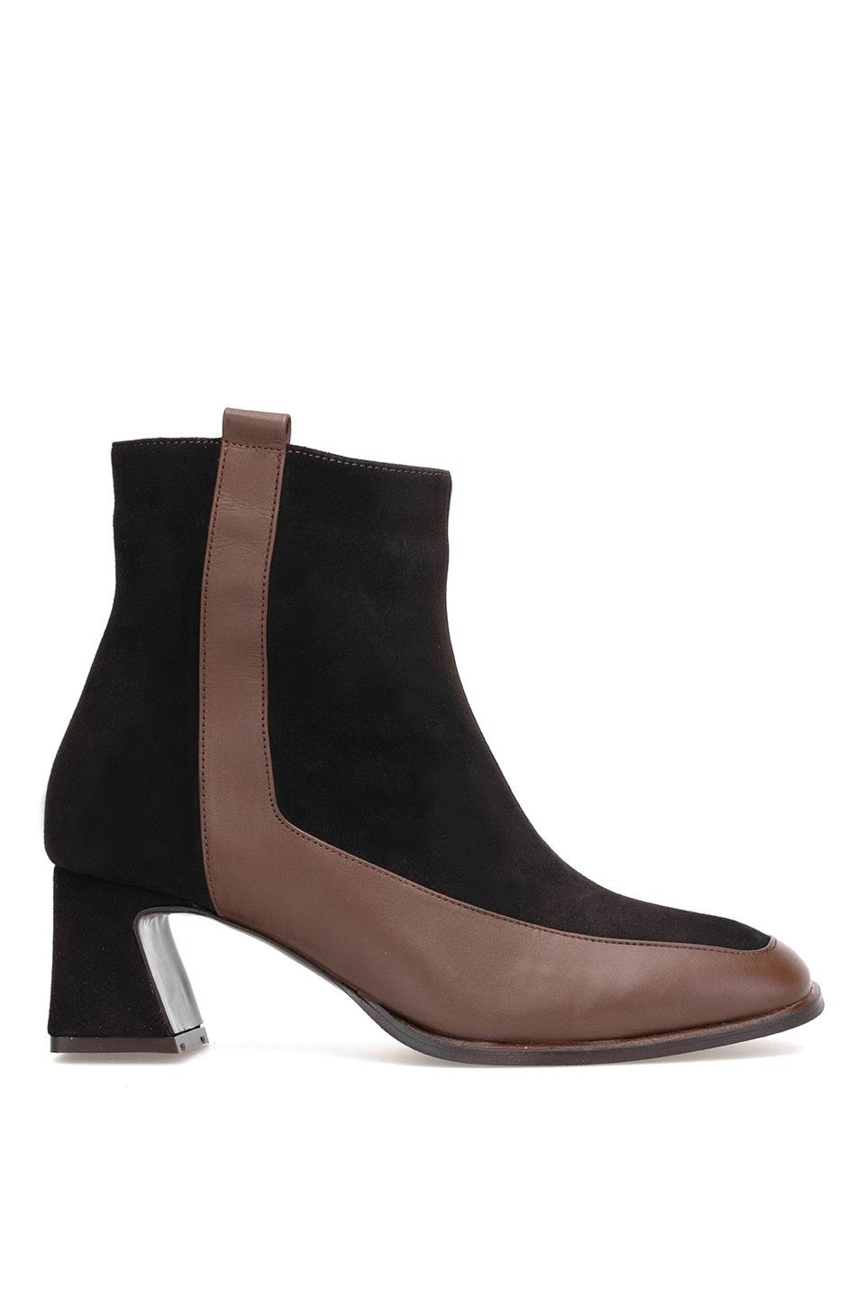 Elit Cordelia Kadın Hakiki Rugan Deri Klasik Topuklu Bot Kahverengi