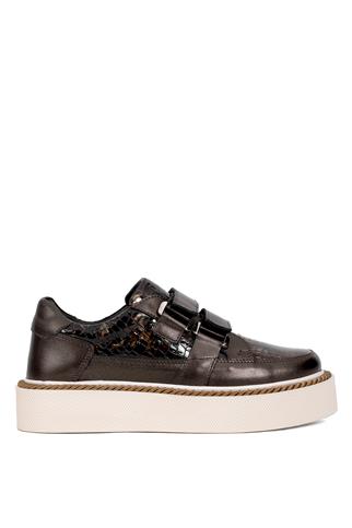 Elit DK34119 Kadın Hakiki Deri Klasik Sneaker Kahverengi