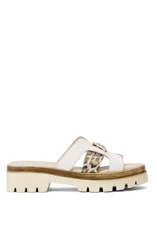 Elit DK523-010 Kadın Hakiki Deri Düz Terlik Bej