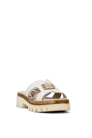 Elit DK523-010 Kadın Hakiki Deri Düz Terlik Bej