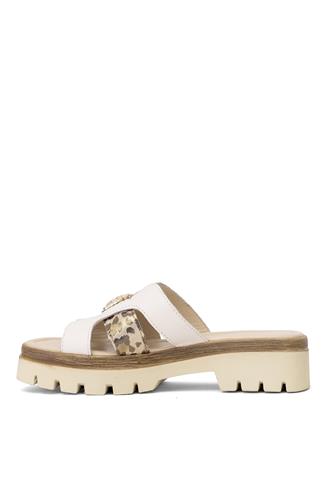 Elit DK523-010 Kadın Hakiki Deri Düz Terlik Bej