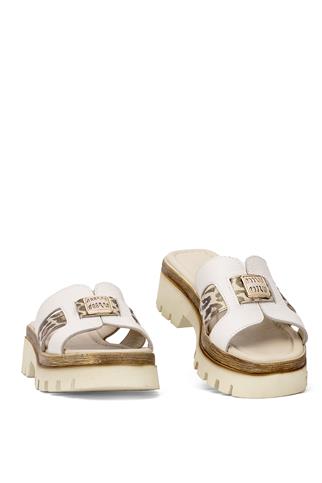 Elit DK523-010 Kadın Hakiki Deri Düz Terlik Bej