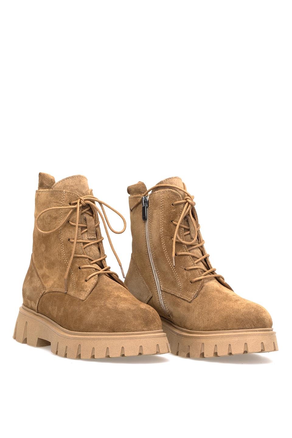 Elit Dravelle Kadın Hakiki Süet Deri Klasik Bot Camel