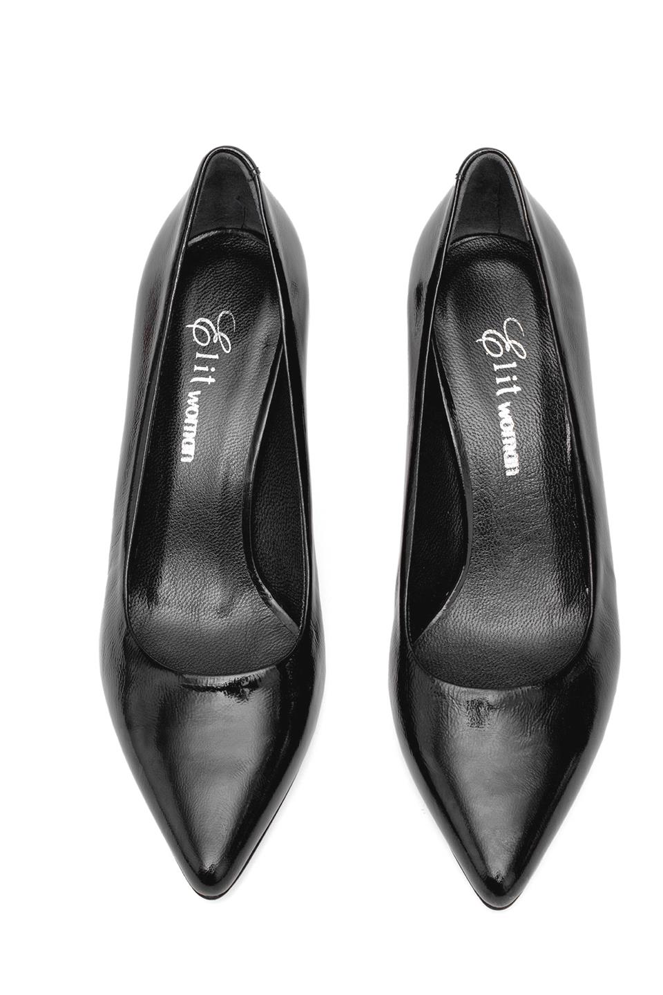 Elit Elysia Kadın Hakiki Rugan Deri Stiletto Siyah