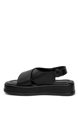 Elit END757 Kadın Düz Sandalet Siyah