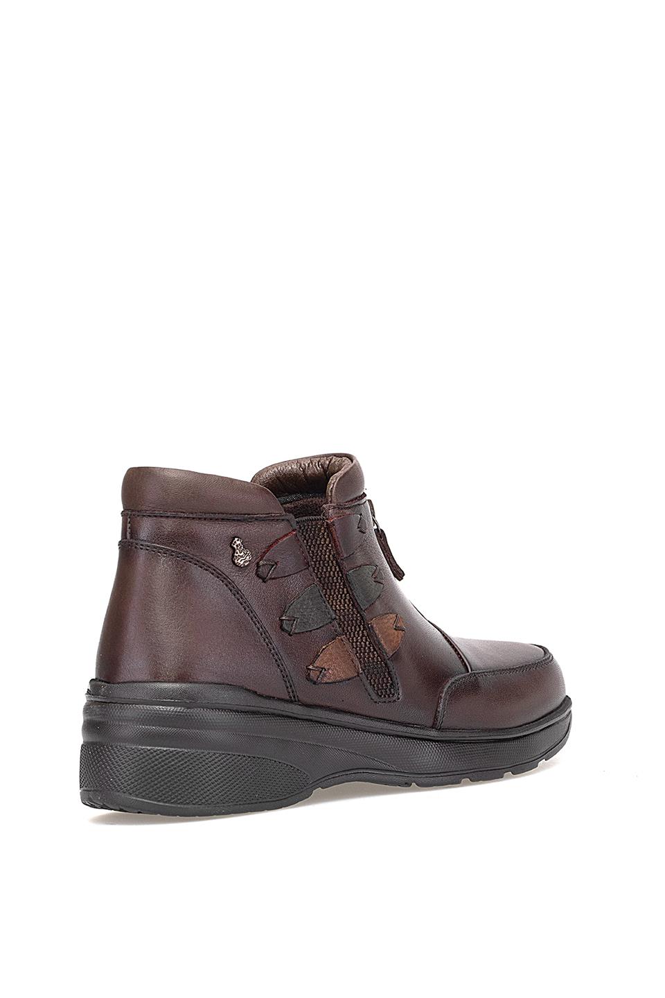 Elit ERLPLV1526-D-F Kadın Hakiki Deri Düz Bot Kahverengi