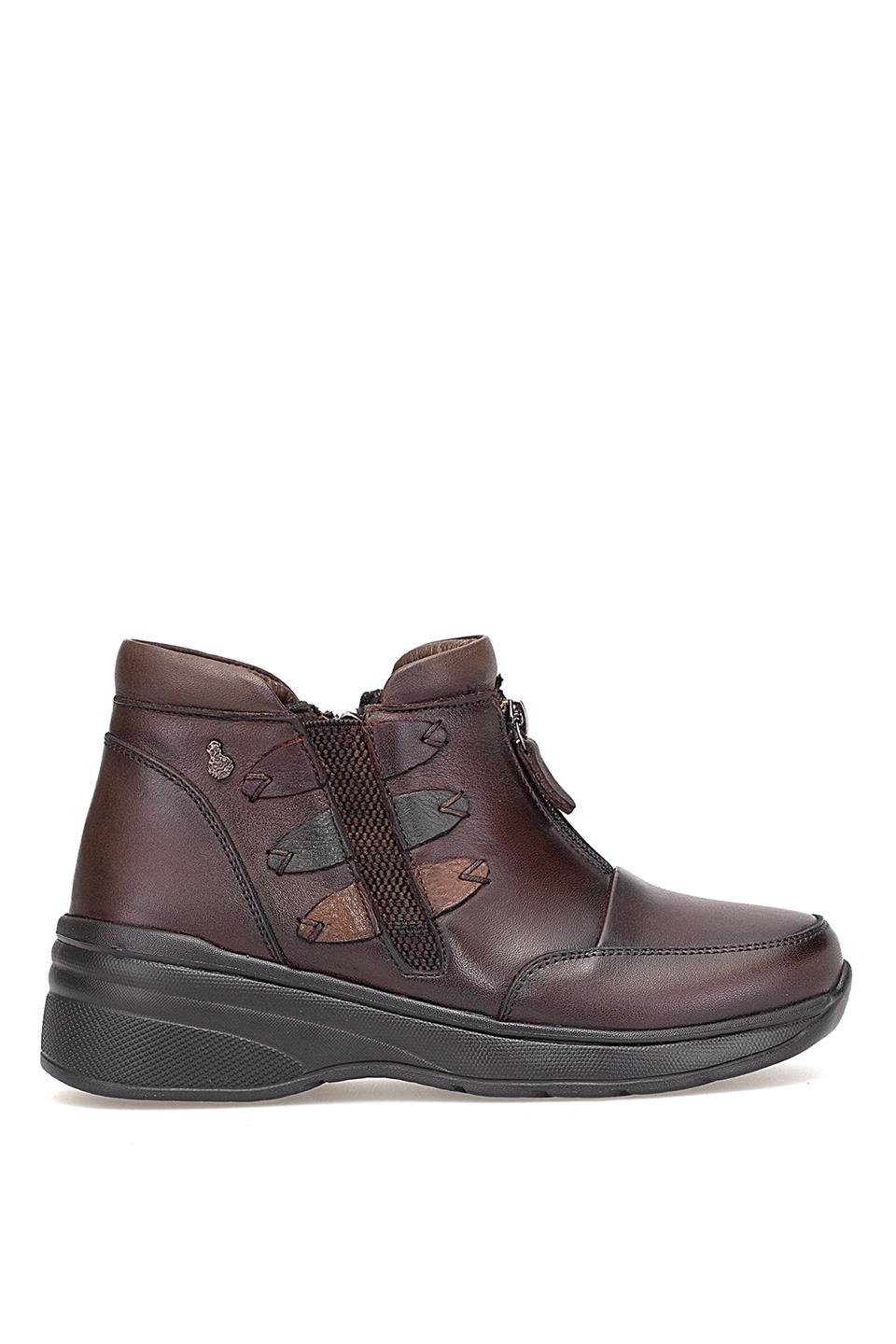 Elit ERLPLV1526-D-F Kadın Hakiki Deri Düz Bot Kahverengi