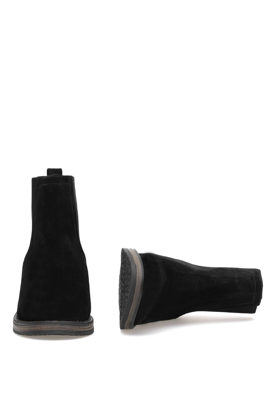 Elit Evelindra Kadın Hakiki Süet Deri Chelsea Bot Siyah