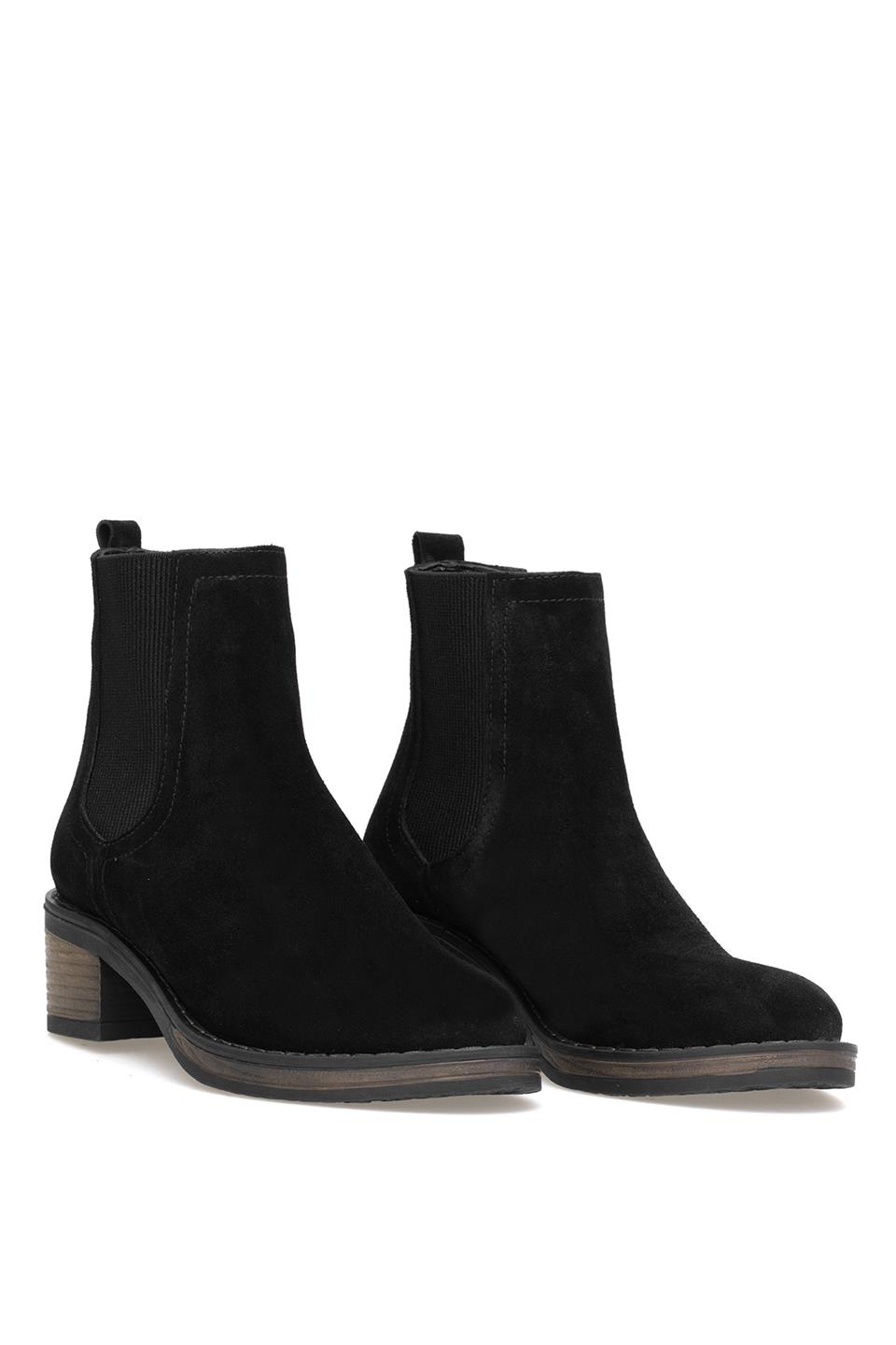 Elit Evelindra Kadın Hakiki Süet Deri Chelsea Bot Siyah