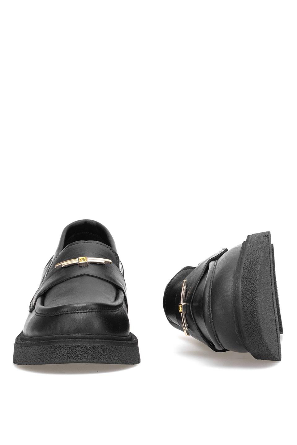 Elit Genevra Kadın Hakiki Deri Casual Ayakkabı Siyah