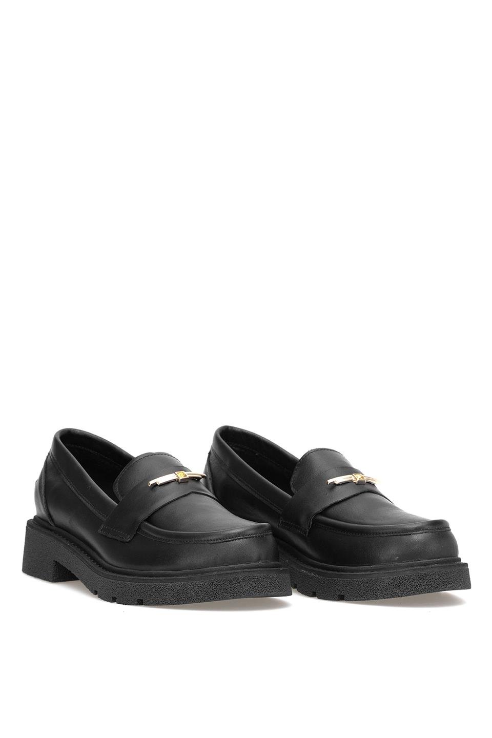 Elit Genevra Kadın Hakiki Deri Casual Ayakkabı Siyah