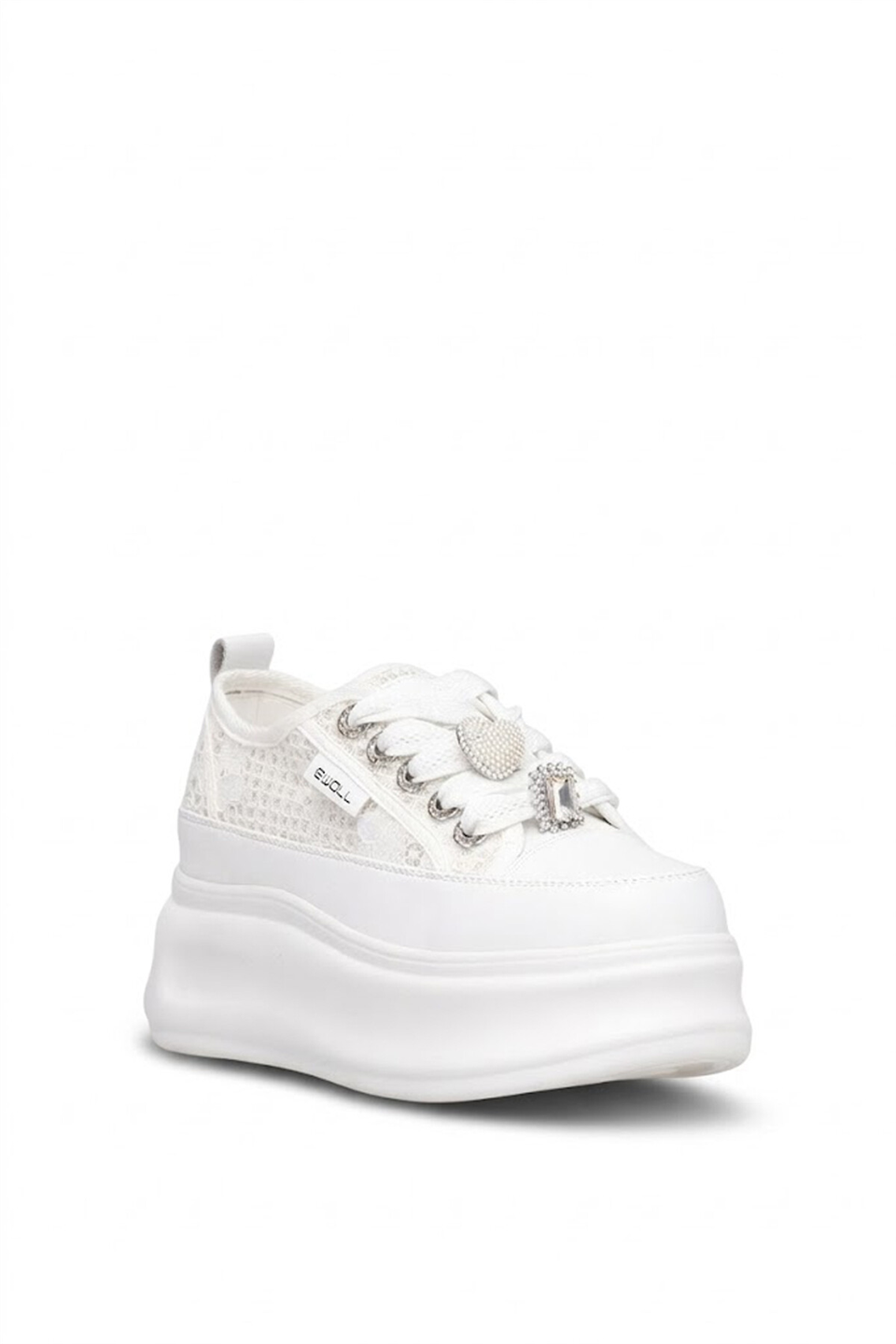 Elit HML2003 Kadın Taşlı Klasik Sneaker Beyaz