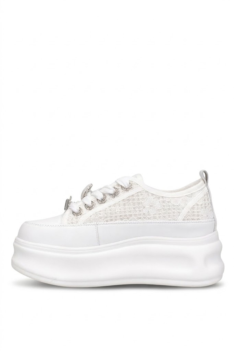 Elit HML2003 Kadın Taşlı Klasik Sneaker Beyaz