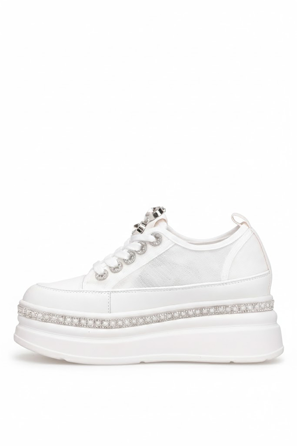 Elit HML2010 Kadın Taşlı Klasik Sneaker Beyaz