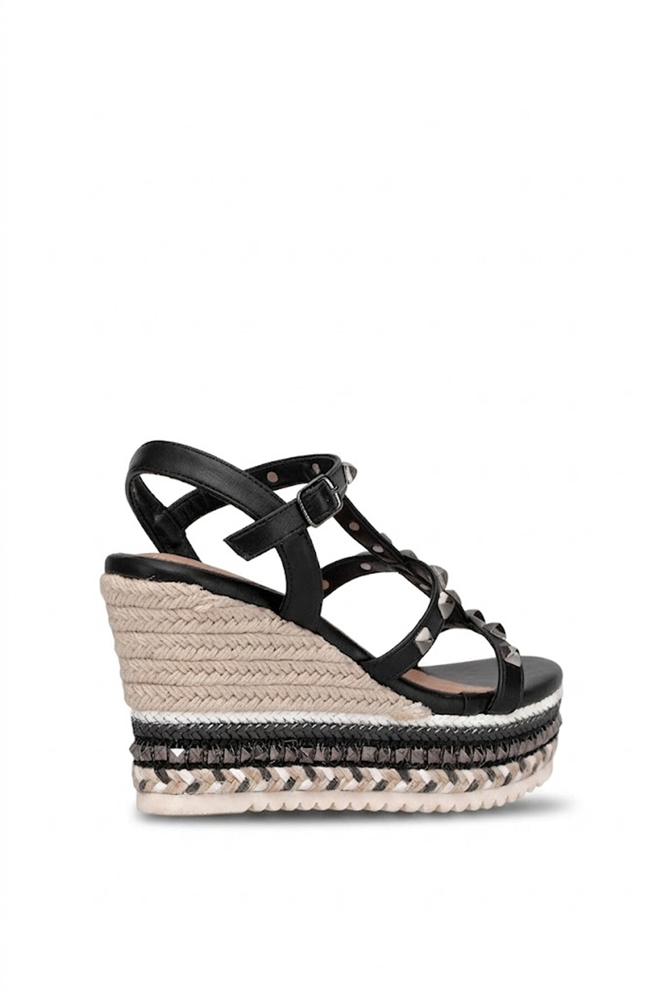 Elit HML4000 Kadın Taşlı Dolgu Topuk Sandalet Siyah