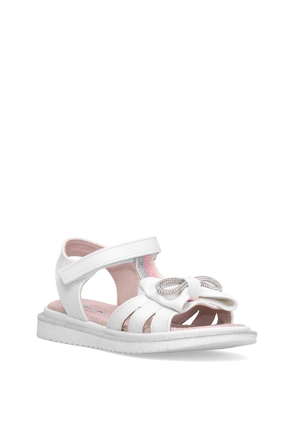 Elit J-F-600-25Y Filet Kız Çocuk Düz Sandalet Beyaz