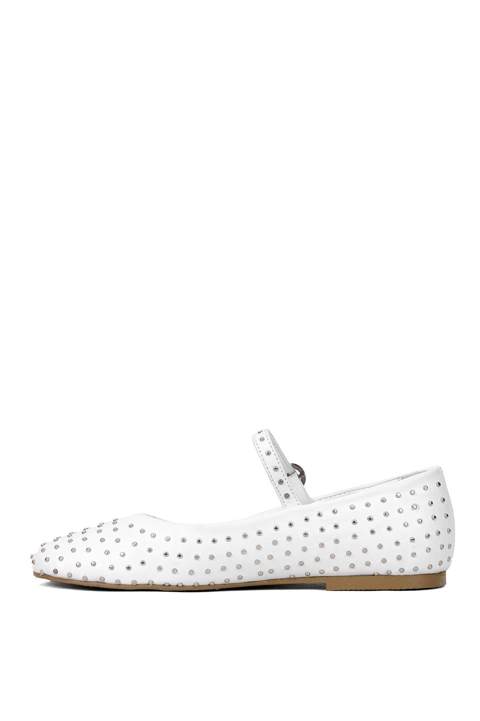 Elit Jada Kadın Hakiki Deri Troklu Babet Beyaz