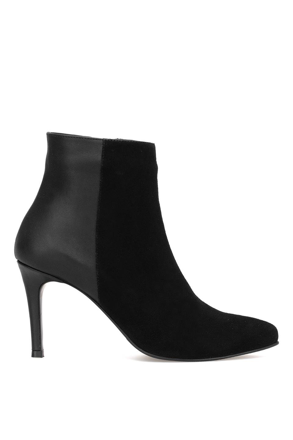 Elit Jasmina Kadın Hakiki Rugan Deri Klasik Topuklu Bot Siyah