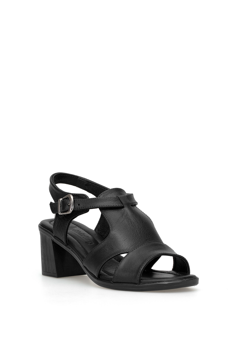 Elit KOC2202 Kadın Hakiki Deri Topuklu Sandalet Siyah