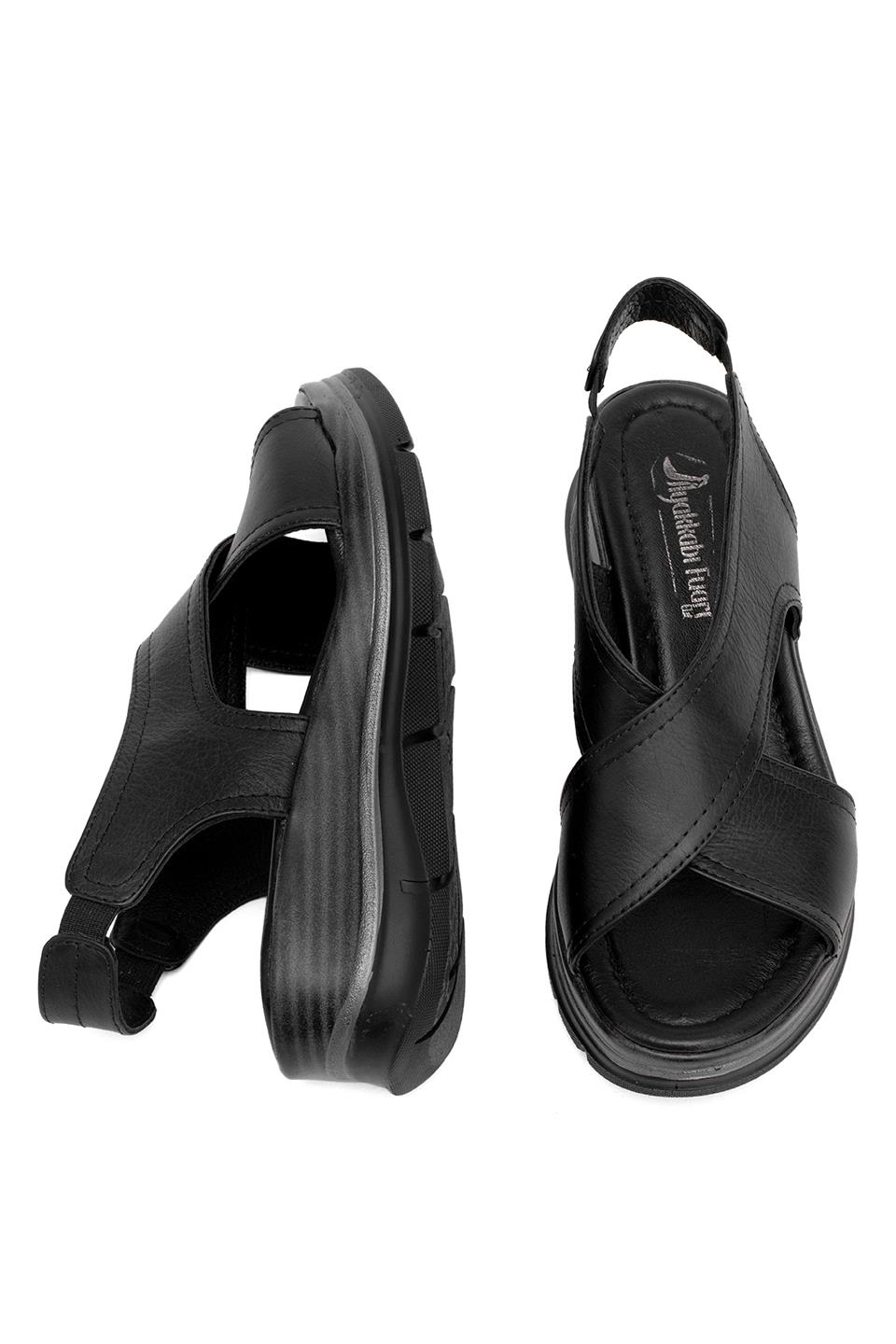 Elit Koc25-62 Kadın Hakiki Deri Dolgu Topuk Sandalet Siyah