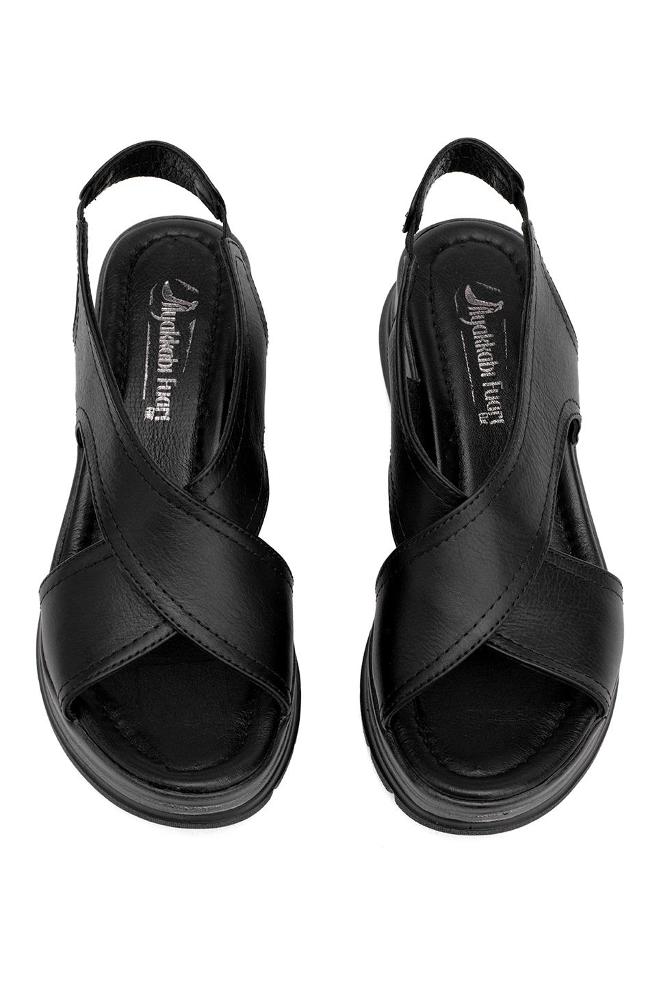 Elit Koc25-62 Kadın Hakiki Deri Dolgu Topuk Sandalet Siyah