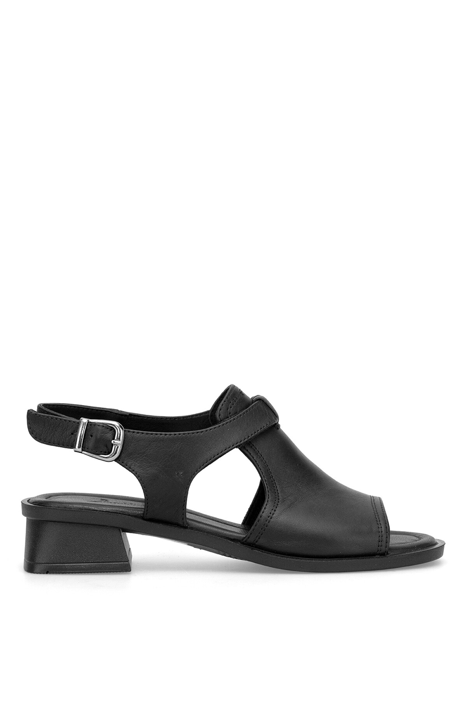 Elit KOC6190 Kadın Hakiki Deri Topuklu Sandalet Siyah