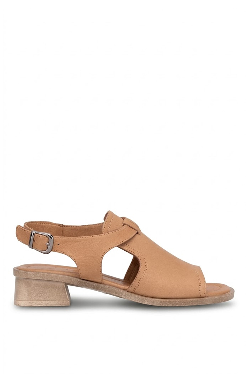 Elit KOC6190 Kadın Hakiki Deri Topuklu Sandalet Taba