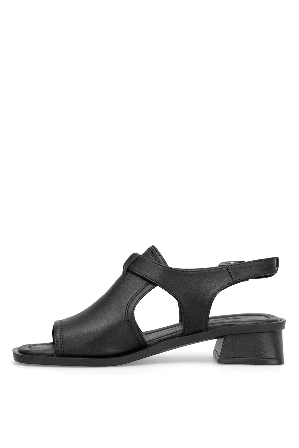 Elit KOC6190 Kadın Hakiki Deri Topuklu Sandalet Siyah