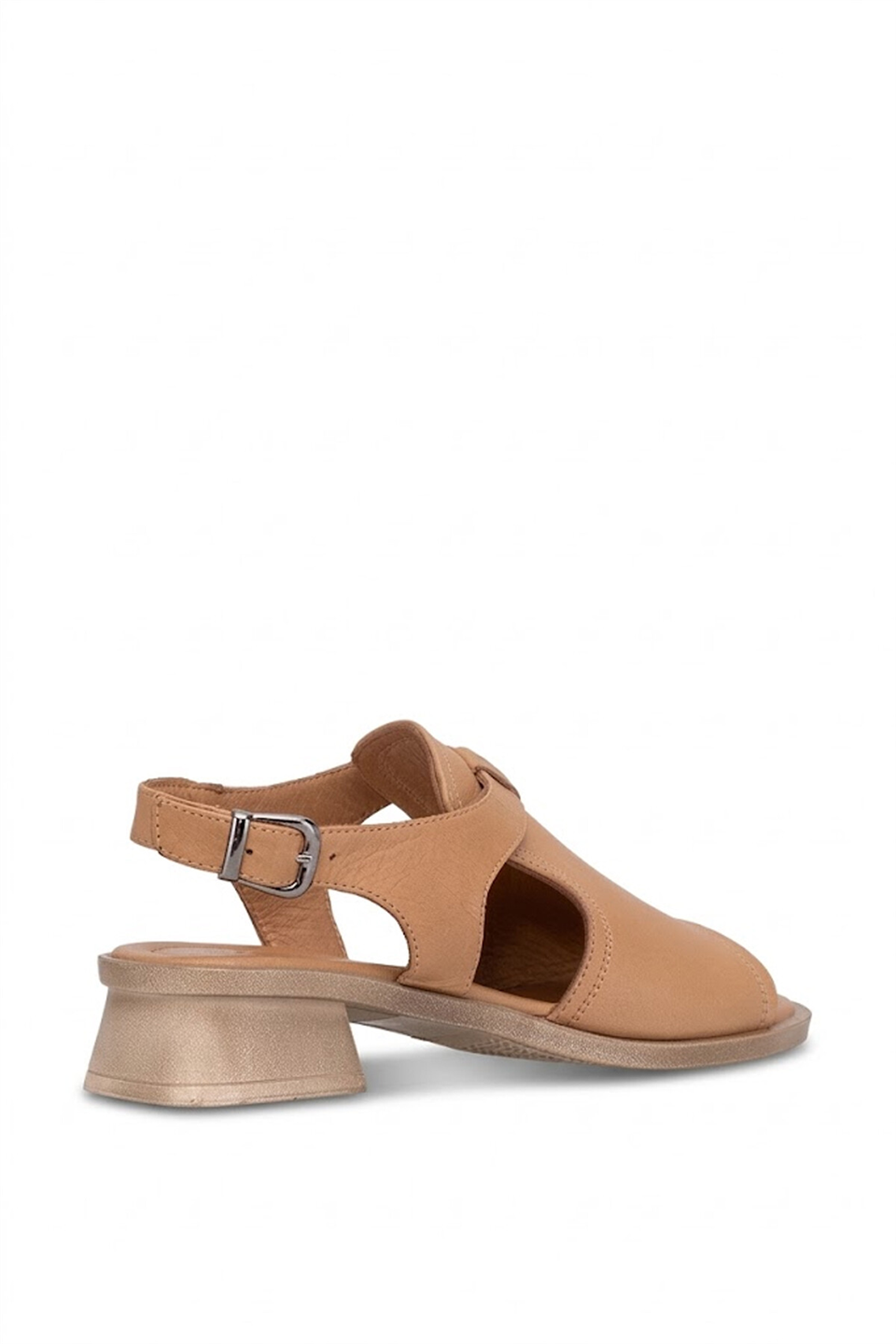 Elit KOC6190 Kadın Hakiki Deri Topuklu Sandalet Taba