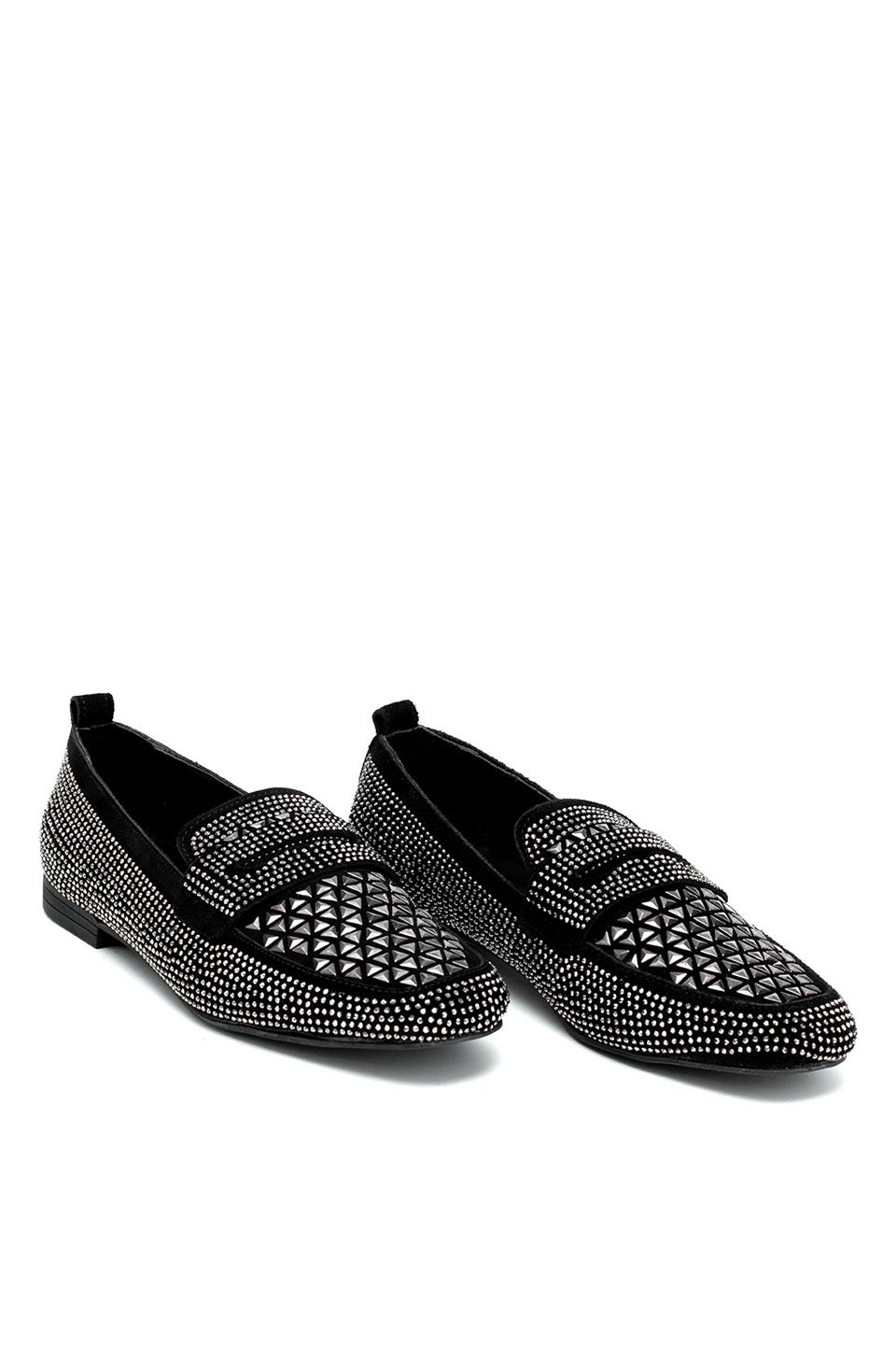 Elit Liora Kadın Hakiki Deri Troklu Babet Siyah