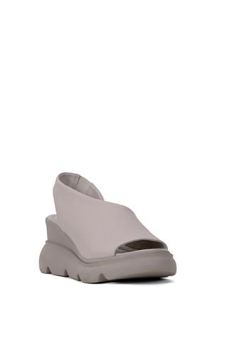 Elit Lyna Kadın Hakiki Deri Dolgu Topuk Sandalet Gri