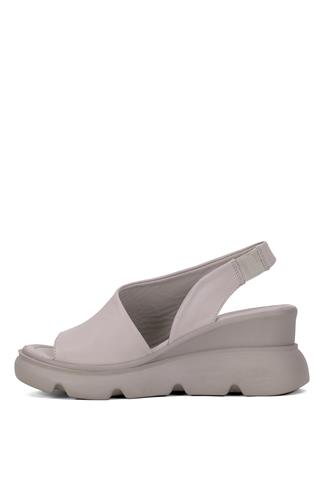 Elit Lyna Kadın Hakiki Deri Dolgu Topuk Sandalet Gri