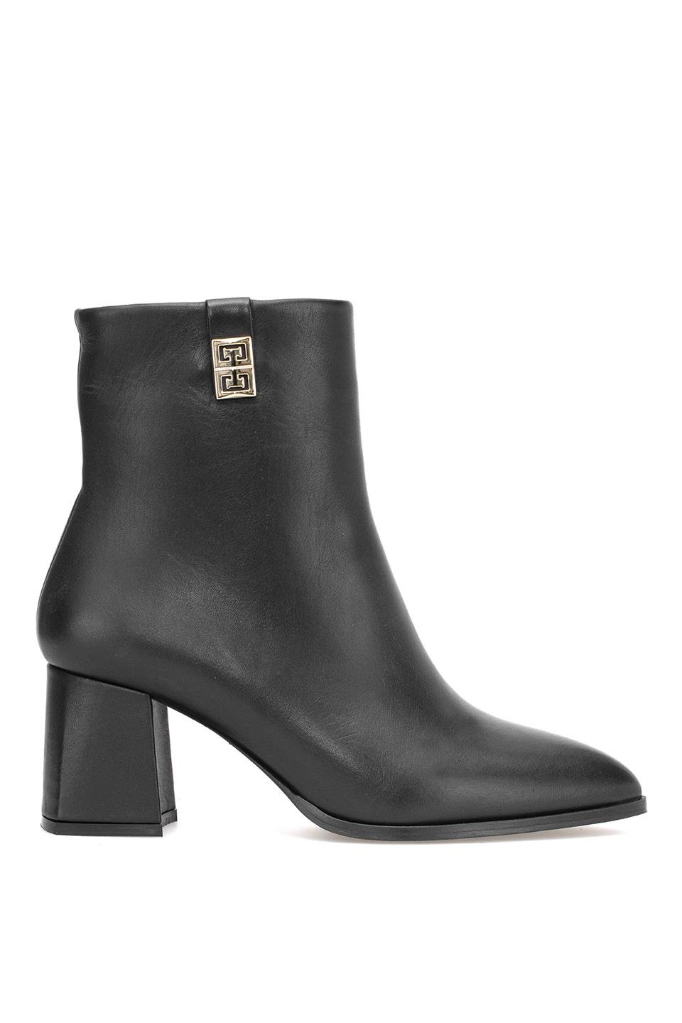 Elit Marivonne Kadın Hakiki Deri Topuklu Bot Siyah