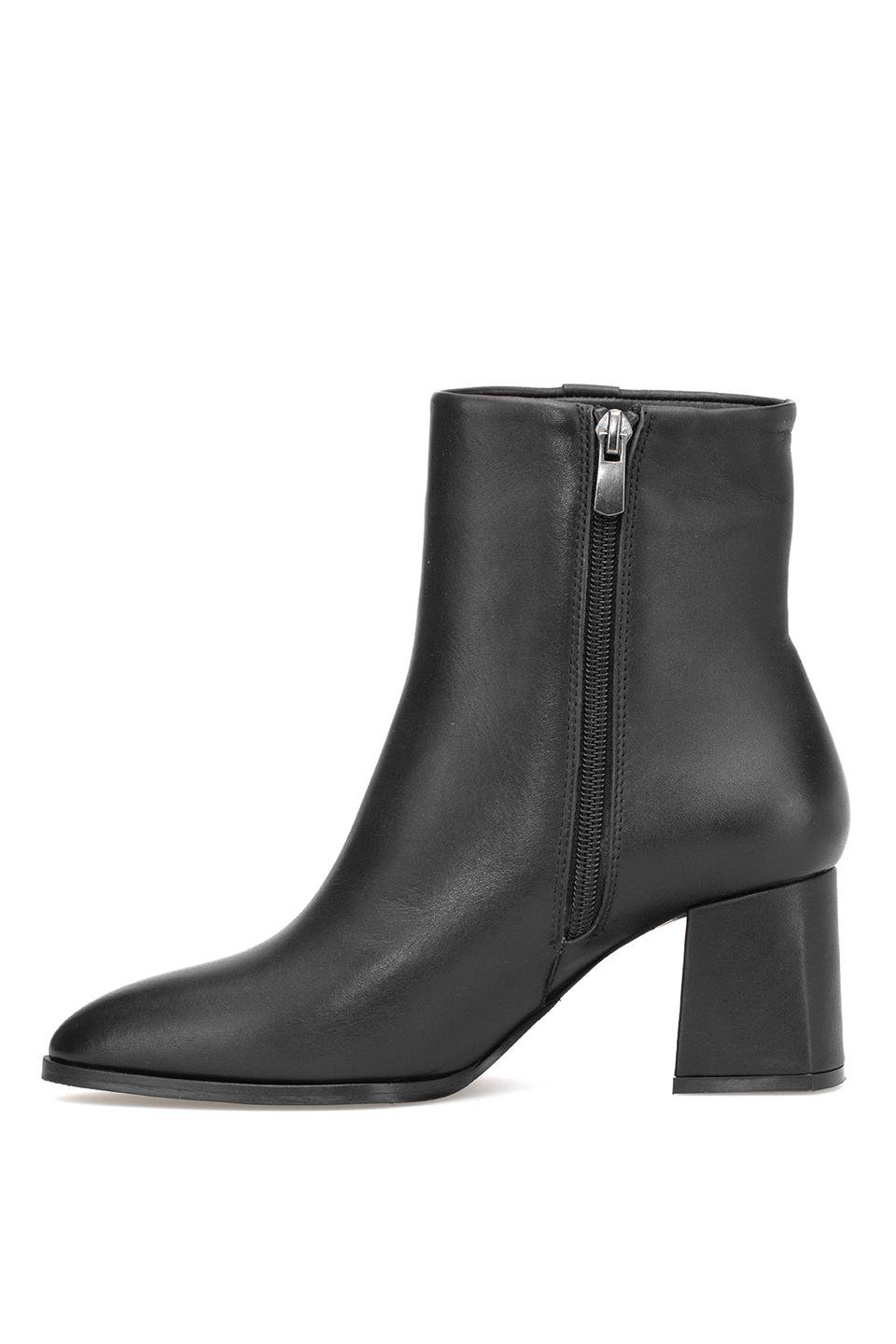 Elit Marivonne Kadın Hakiki Deri Topuklu Bot Siyah