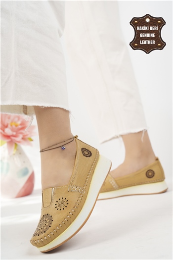 Elit Mn85L21C Kadın Hakiki Deri Espadril Sarı