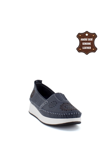 Elit Mn85L21C Kadın Hakiki Deri Espadril Lacivert