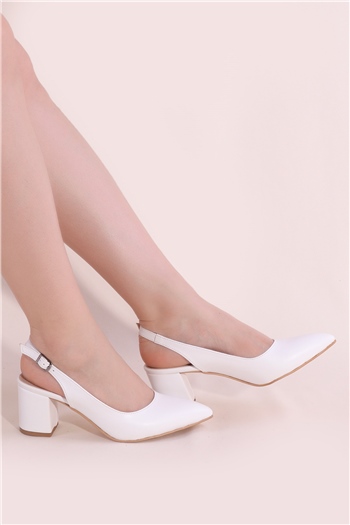 Elit Mst915C Kadın Topuklu Ayakkabı Beyaz