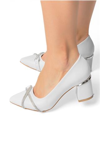 Elit Mst934K Kadın Topuklu Ayakkabı Beyaz