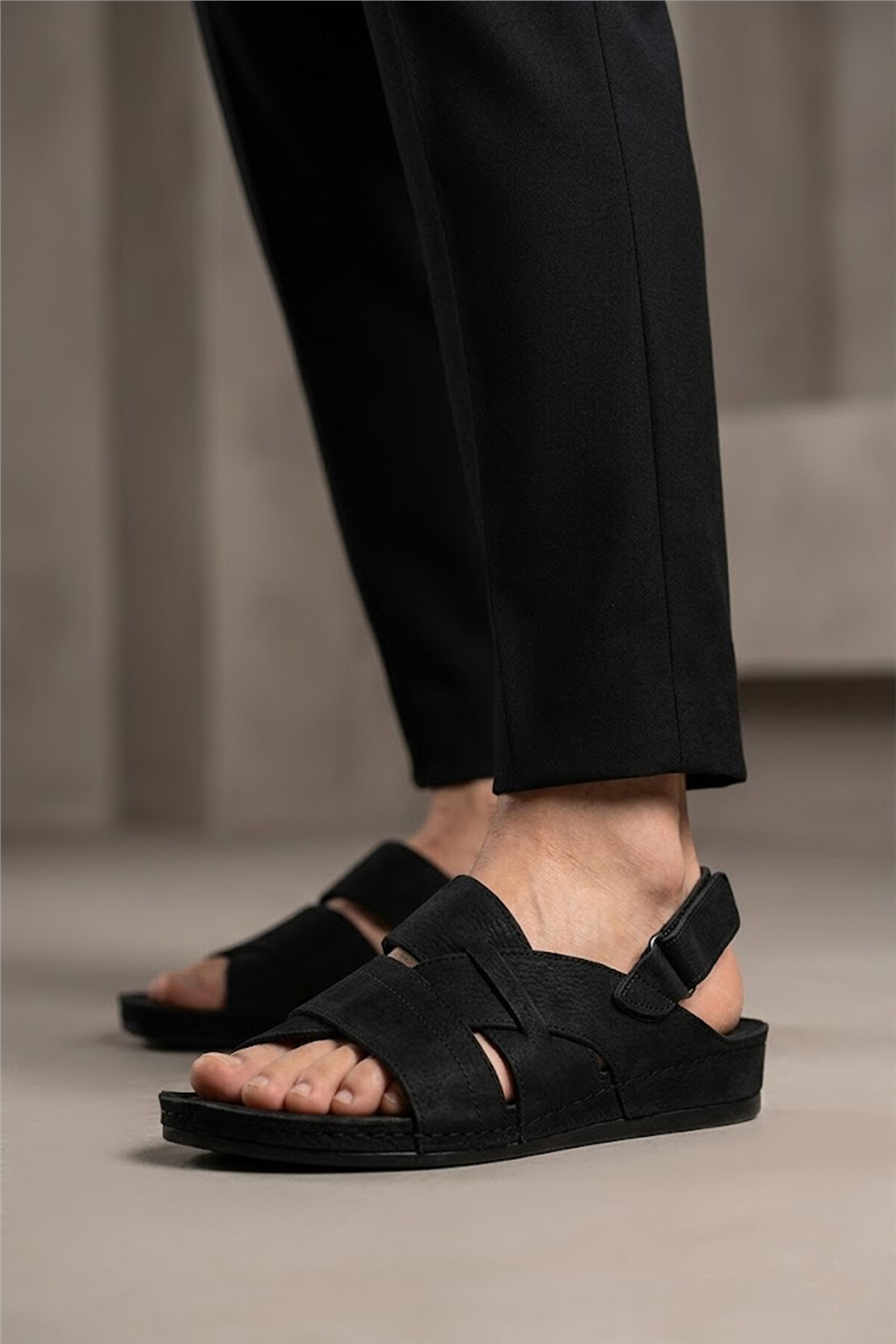 Elit MYSSS264-038 Erkek Düz Sandalet Siyah