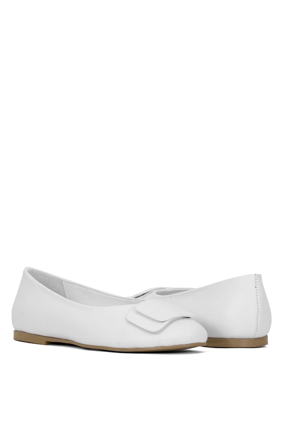 Elit Nova Kadın Hakiki Deri Babet Beyaz