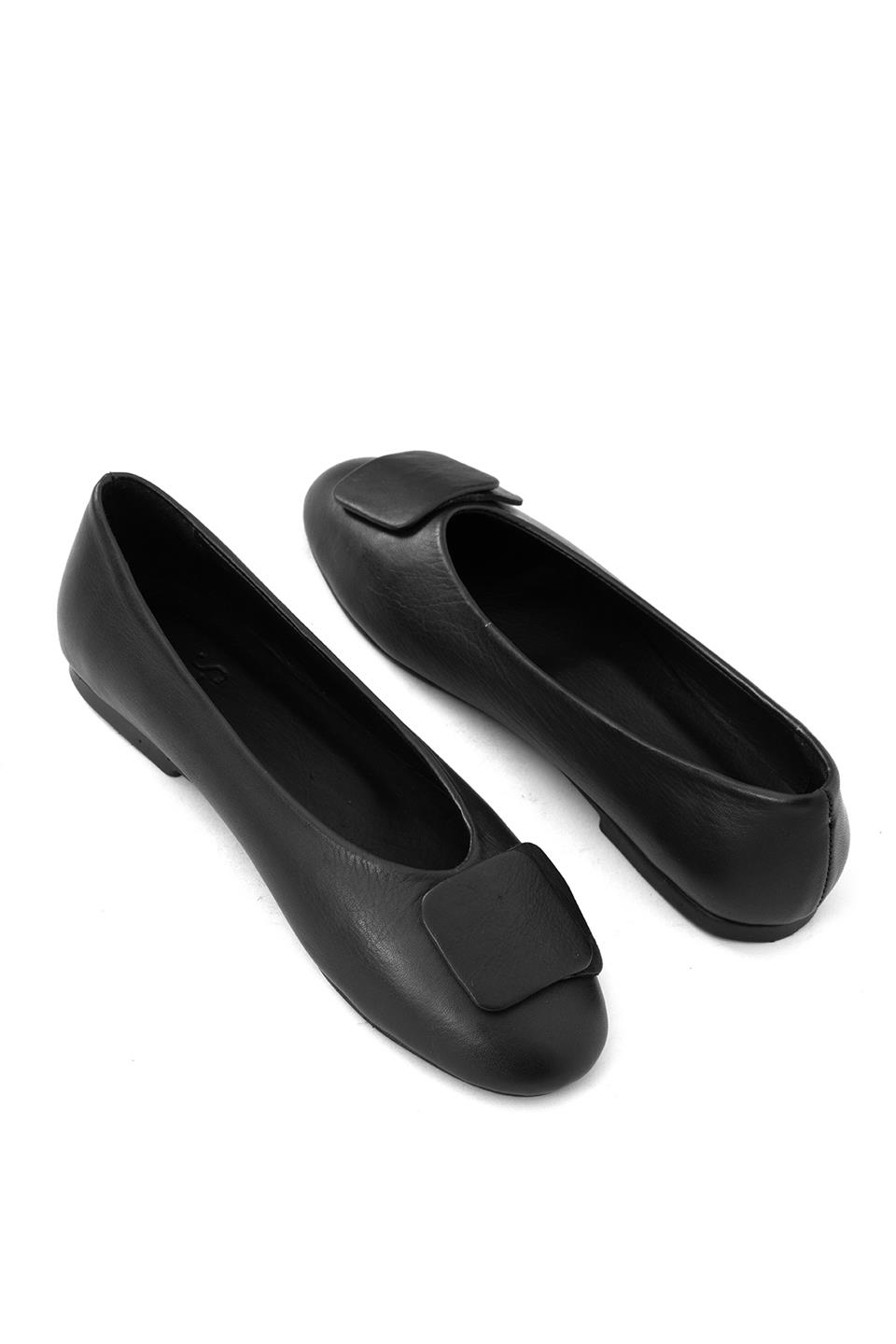 Elit Nova Kadın Hakiki Deri Babet Siyah