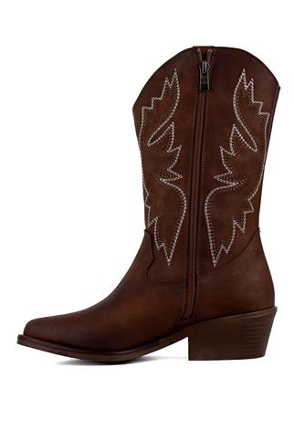 Elit ONY600N Kadın Topuklu Çizme Taba