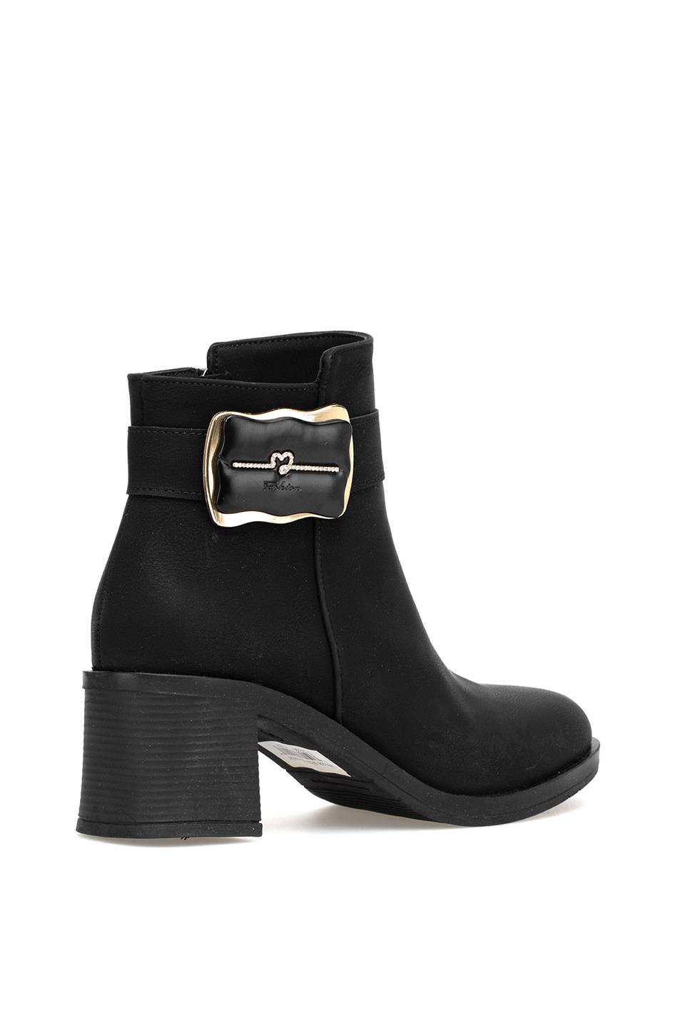 Elit OZRHB1506N Kadın Tokalı Topuklu Bot Siyah