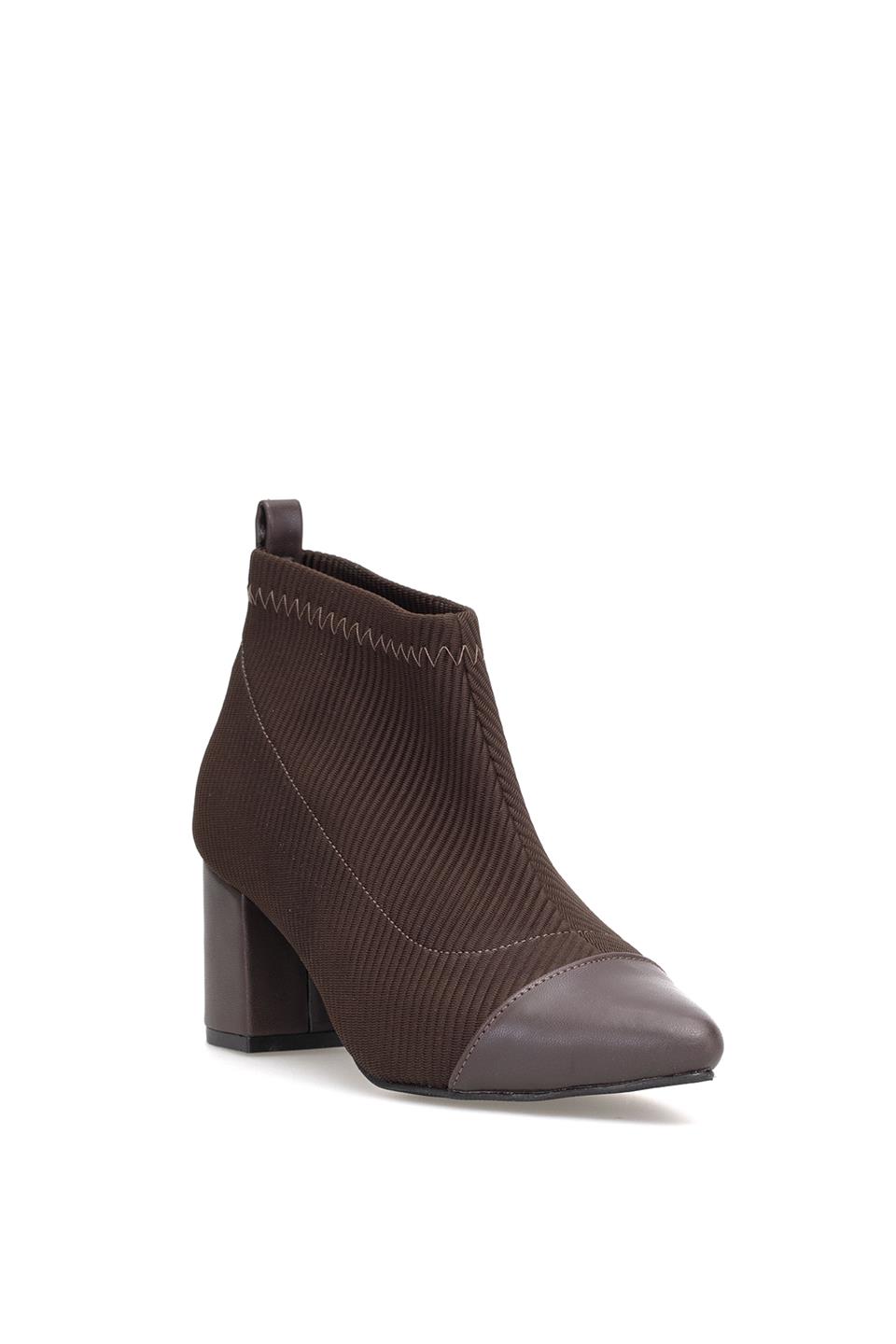 Elit PM09 K1780 Kadın Topuklu Bot Kahverengi