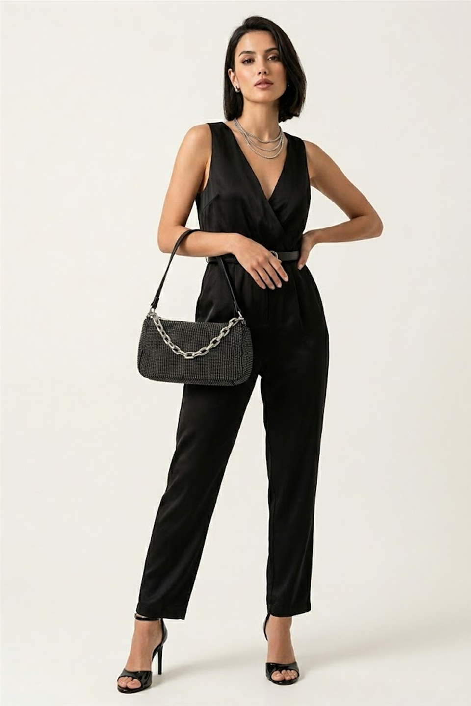 Elit PM37232 Kadın Taşlı Abiye Çanta Siyah