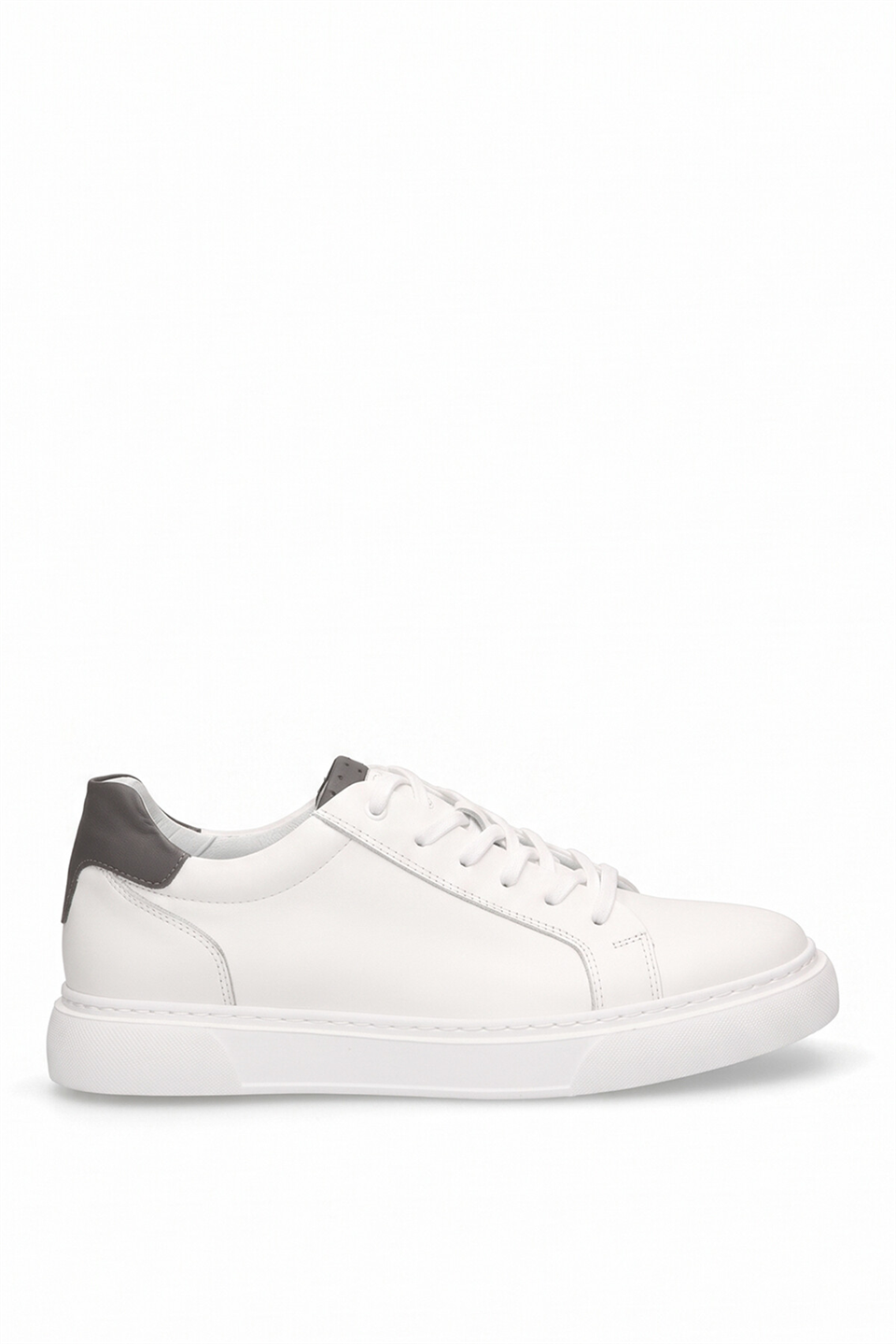 Elit RGO1773 Erkek Hakiki Deri Klasik Sneaker Beyaz - Gri