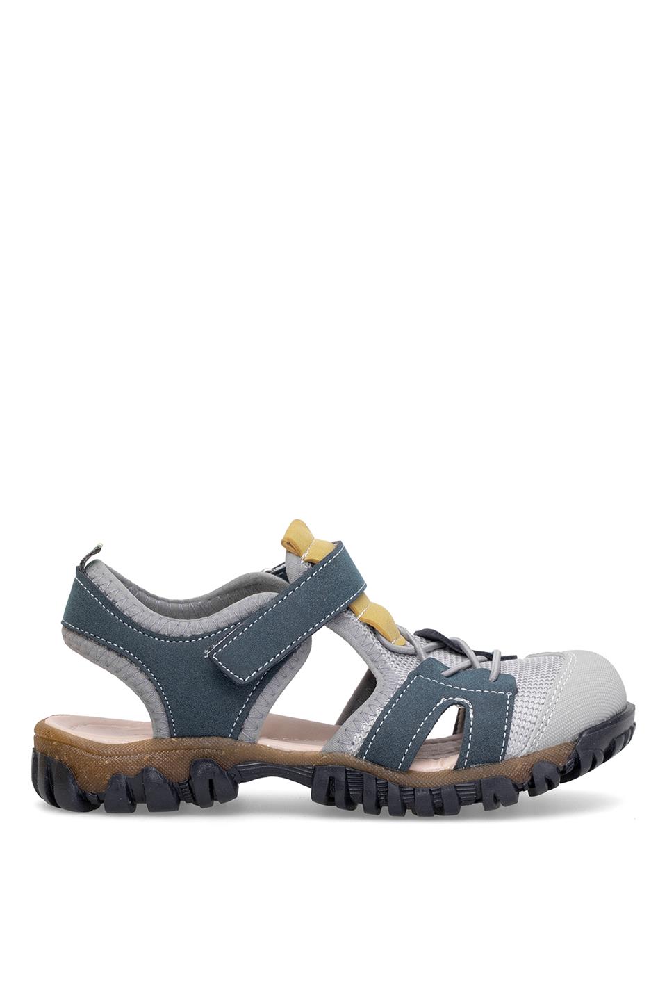 Elit ŞA-F-041-25Y Filet Erkek Çocuk Düz Sandalet Lacivert - Gri