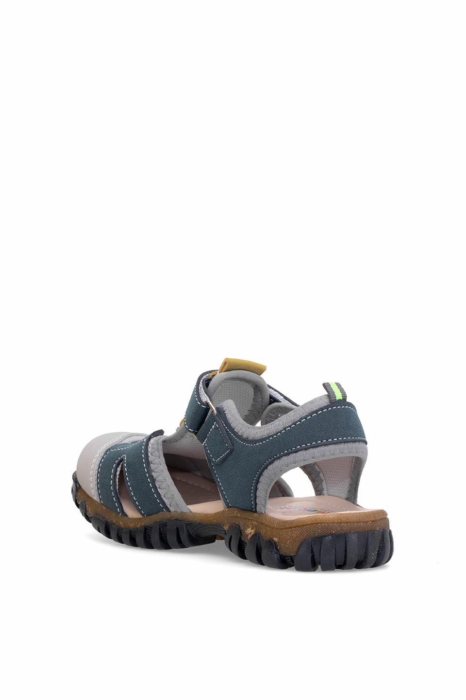 Elit ŞA-F-041-25Y Filet Erkek Çocuk Düz Sandalet Lacivert - Gri