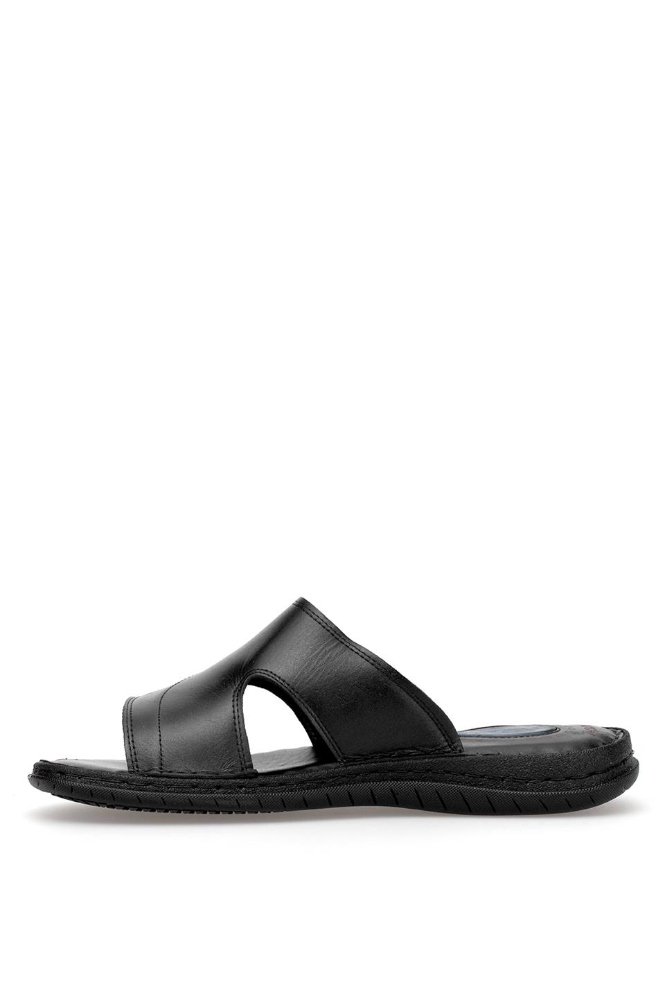 Elit SLEDU08B Erkek Hakiki Deri Düz Terlik Siyah