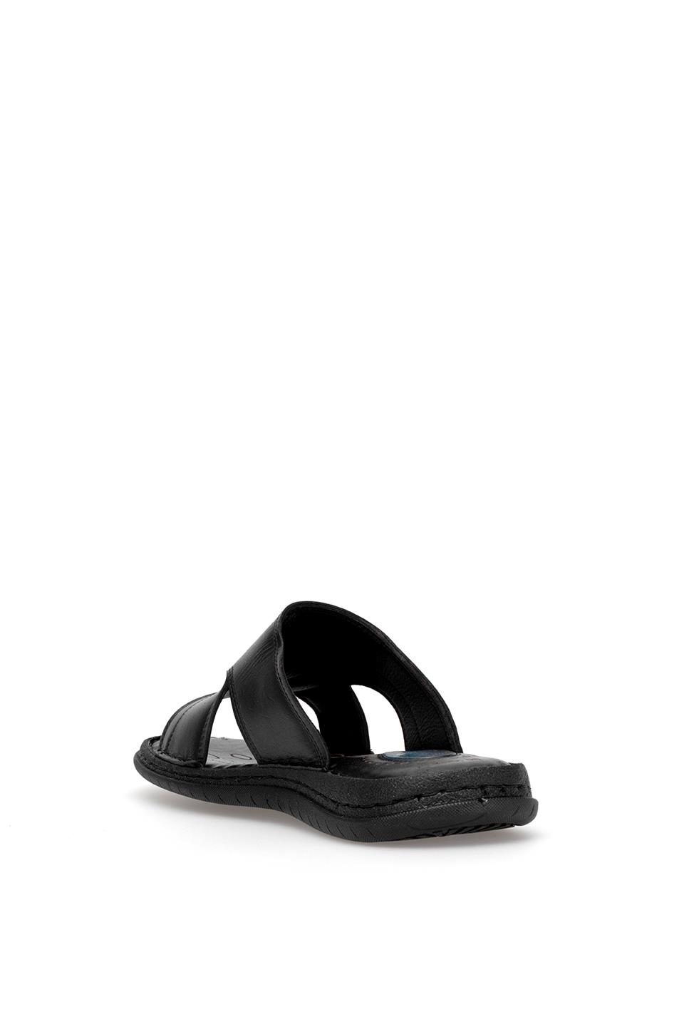 Elit SLEDU08B Erkek Hakiki Deri Düz Terlik Siyah